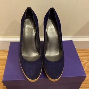 Navy blue Stuart Weitzman Wedges, only worn once! Great condition!